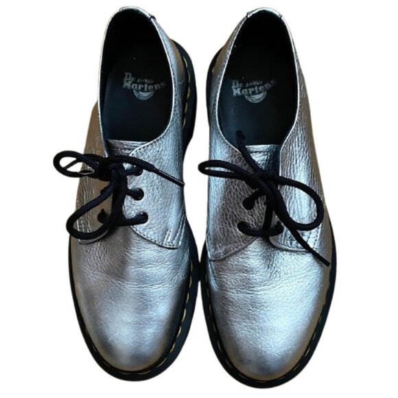 Doc Martens Dr. Martens 1461 Oxfords leather lace up silver shoes 7  extra laces - Picture 3 of 10